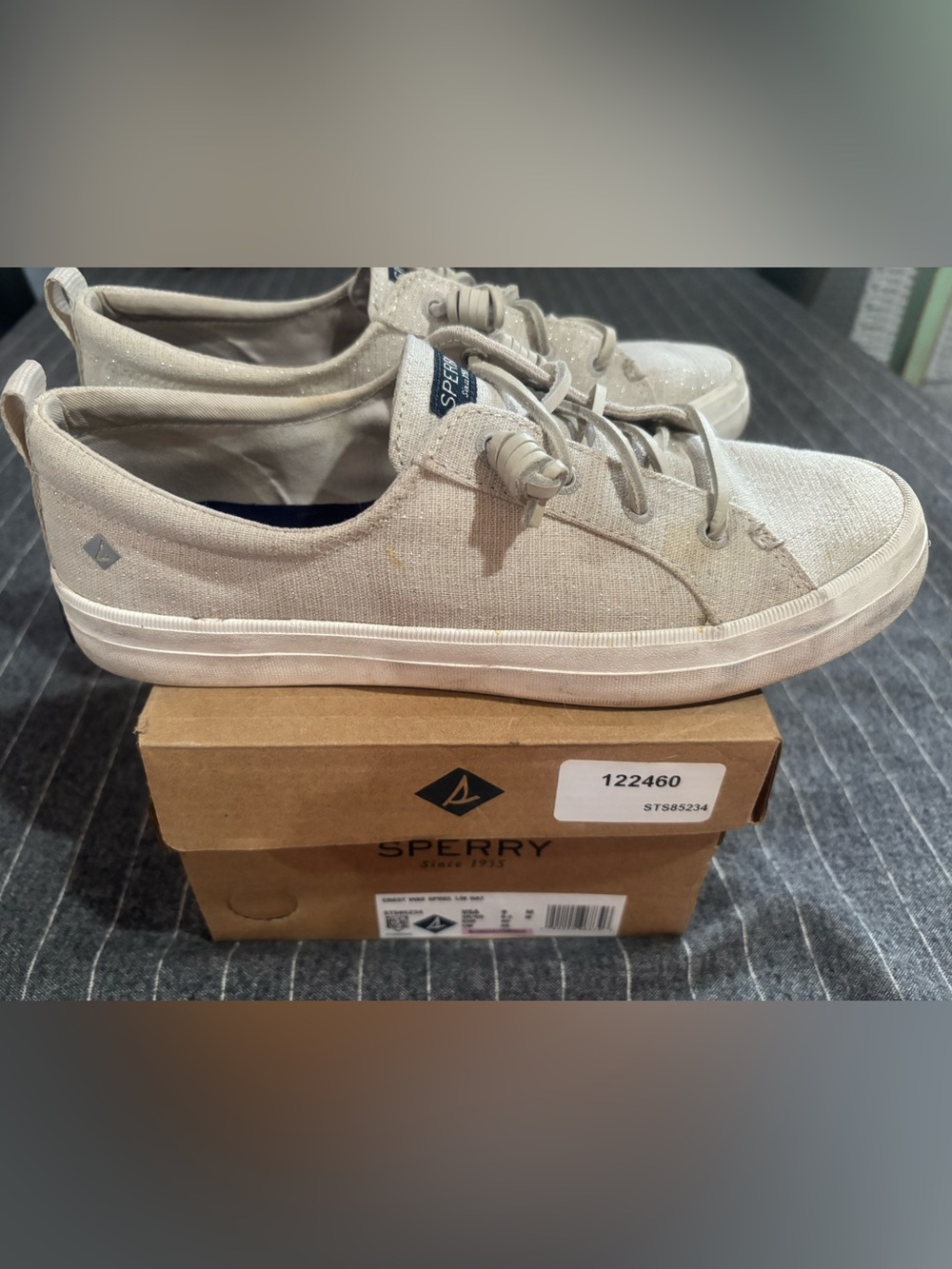 Sperry Casual Canvas Boat Shoes in Light Beige/Gold